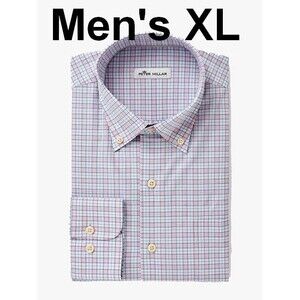 WN Men's XL Peter Millar Crown Plaid Clarence Cotton-Blend Sport Shirt EUC!
